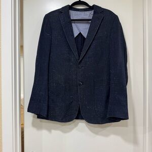 Z Zegna Blazer 48R Navy Blue Suit Jacket Rayon Cotton Silk Blend Men’s